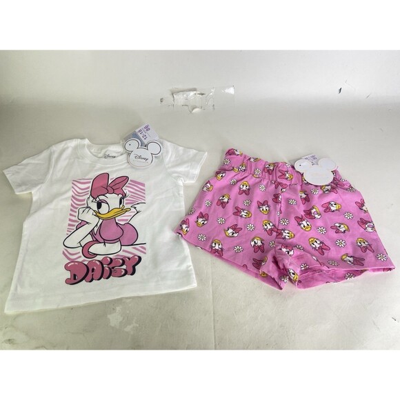 Disney Daisy Duck Girls 2 Piece Top T-Shirt Shorts Outfit Set Girls 12-18 Months - Picture 1 of 8